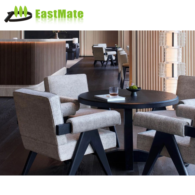 Elegant round Solid Wood Hotel Restaurant Furniture Durable Metal Leather Tables Chairs for Mall Hospital or Restaurant Use