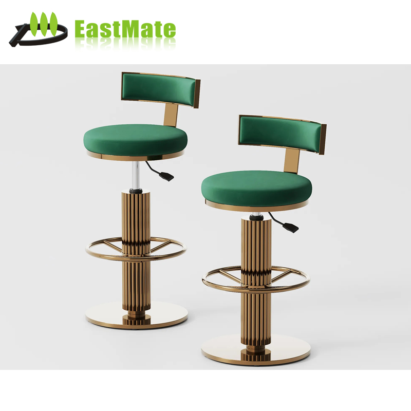Luxury Hotel High Stool Swivel Chair Adjustable Height Bar Stool with Backrest