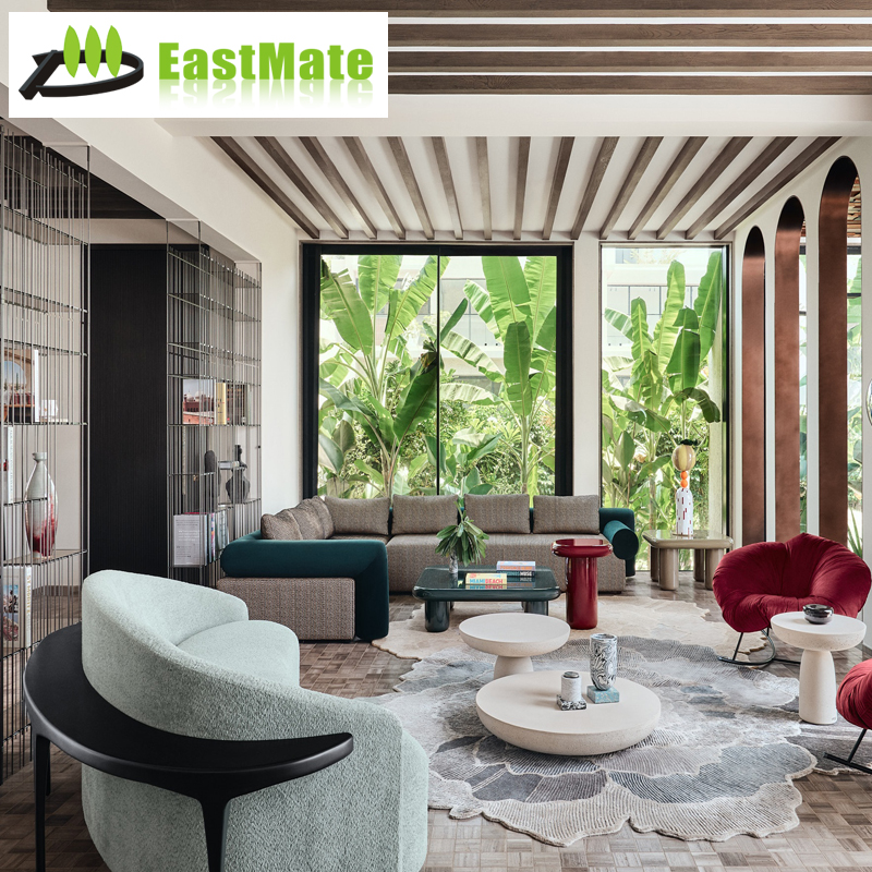 Luxury Villa Living Room Sofa Set, Italian Minimalist Fabric Sofa Suite, Villa Complete Furniture Custom Manufacturer