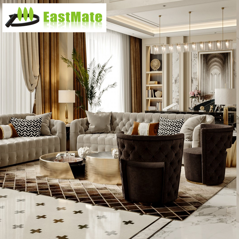 Light Luxury Italian Minimalist Villa Furniture, Living Room Modular Sofa Set, High-End Private Villa Customization