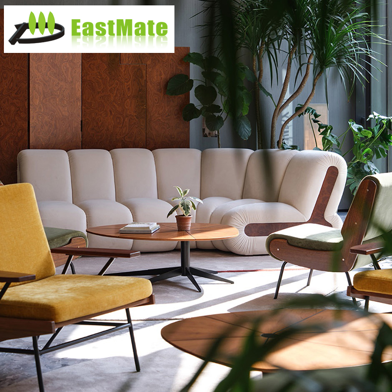 High-End Hotel Lobby Fabric Modular Sofa, Light Luxury Style Lounge Area Sofa, Hotel Project Furniture Custom