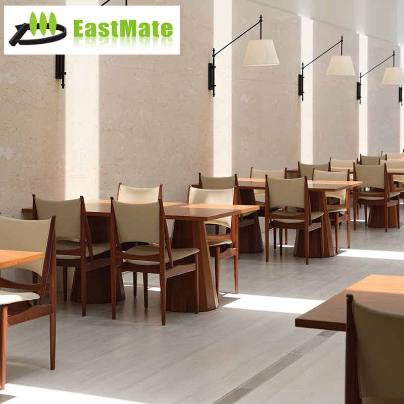 Hotel Western Restaurant Furniture Set, Long Dining Table Leather Chair, Modern European Dining Furniture Custom