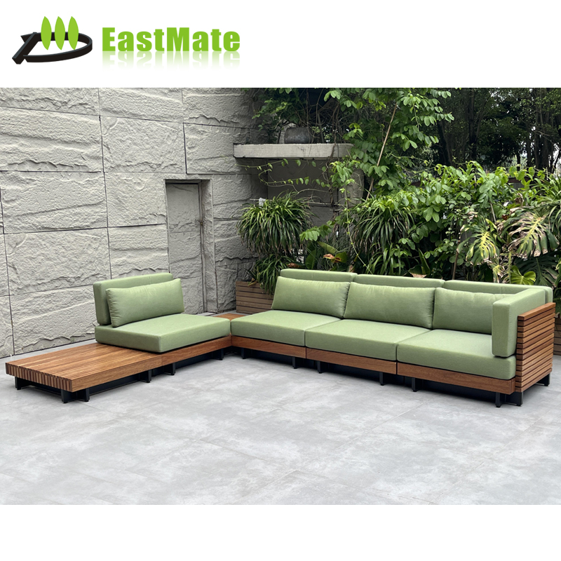 Hotel Outdoor Teak Modular Sofa, Detachable Modular Design, Hotel Terrace Custom Furniture
