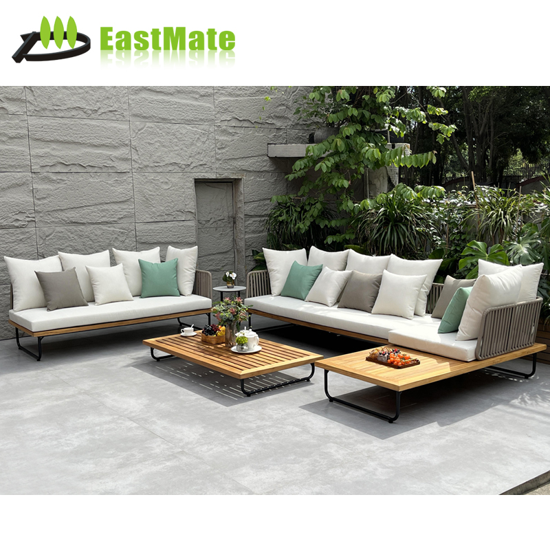 Hotel Outdoor Teak Modular Sofa, Detachable Modular Design, Hotel Terrace Custom Furniture