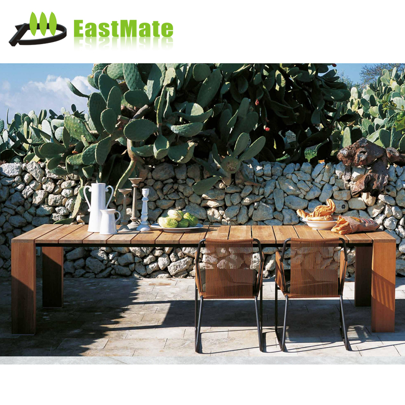 High-End Resort Hotel Outdoor Teak Dining Table and Chair, Imported Solid Teak Wood, Waterproof Quick Dry Cushion, Outdoor Restaurant Package