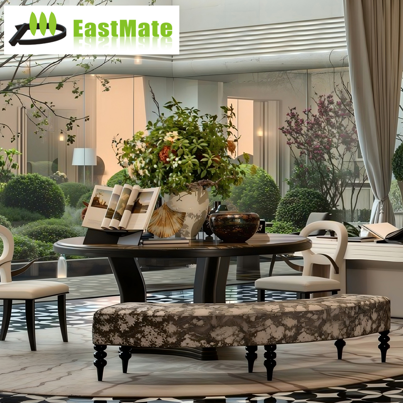 Luxury Hotel Villa Whole House Custom Furniture, Modern Luxury Style, Living Room Curved Sofa, Bedroom Upholstered Bed, Dining Round Table Chair